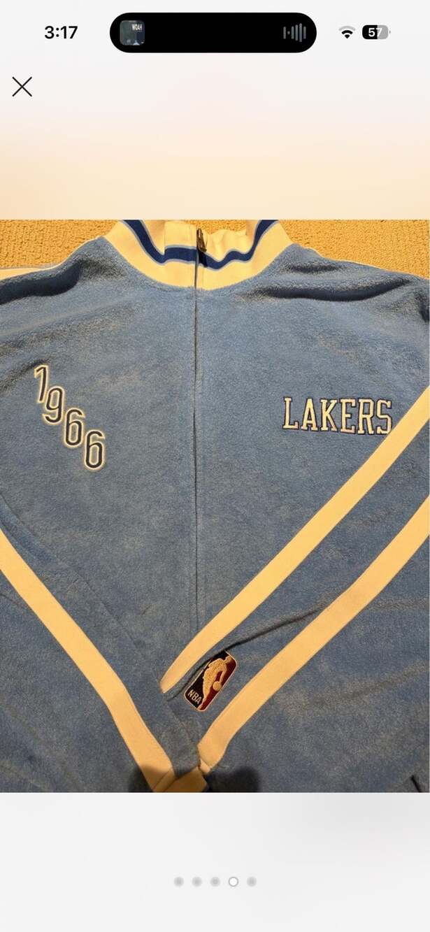 Vintage Reebok Hardwood Classics Los Angeles Lakers 1966 Velour Warm Up Track Ja